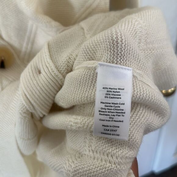 Talbots Women's Cardigan Sweater Merino Wool Cashmere Blend Button White Size LP - Picture 7 of 7